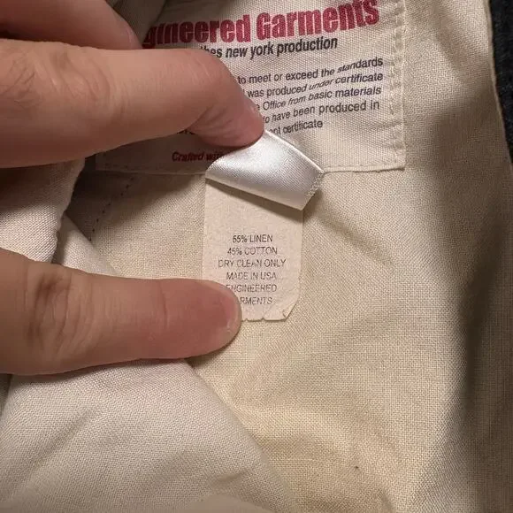 Engineered Garments Linen Relaxed Straight Leg Chino Pants Black Men's